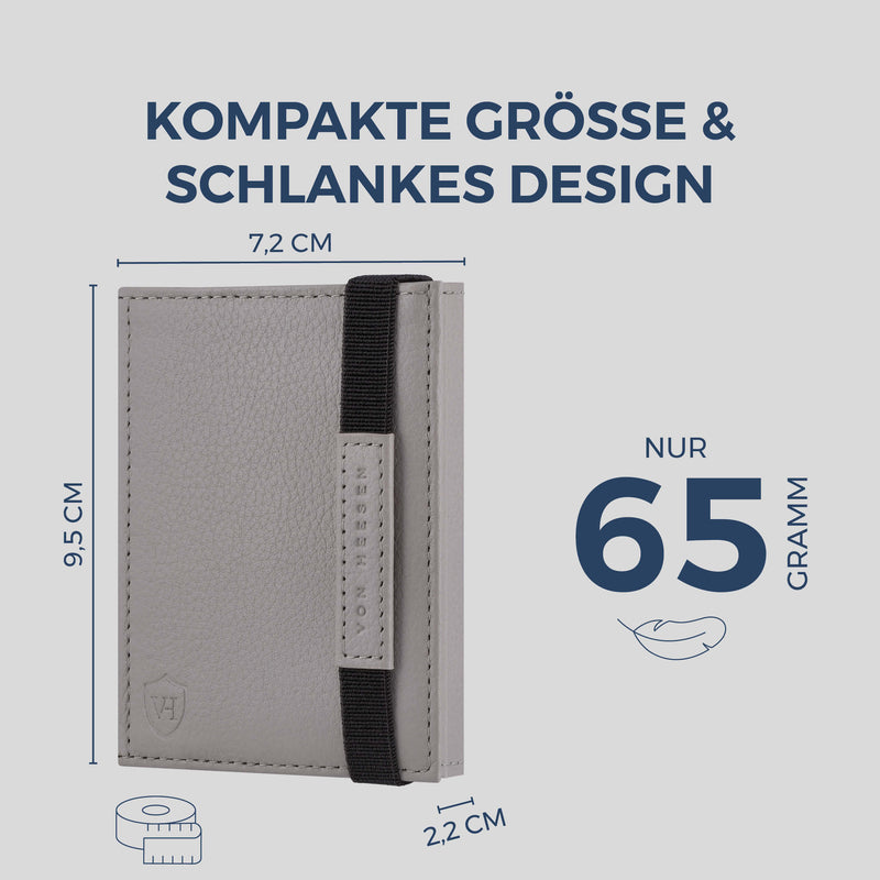 Slim Wallet mit RFID-Schutz, 7 Kartenfächer & Mini-Münzfach (Genarbt)