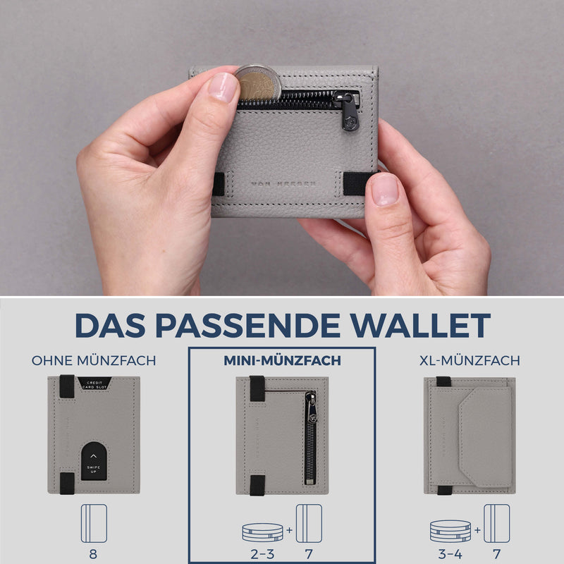 Slim Wallet mit RFID-Schutz, 7 Kartenfächer & Mini-Münzfach (Genarbt)