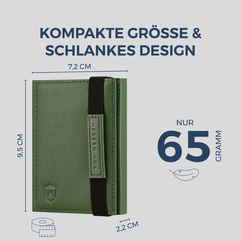 Slim Wallet mit RFID-Schutz, 7 Kartenfächer & Mini-Münzfach (Genarbt)