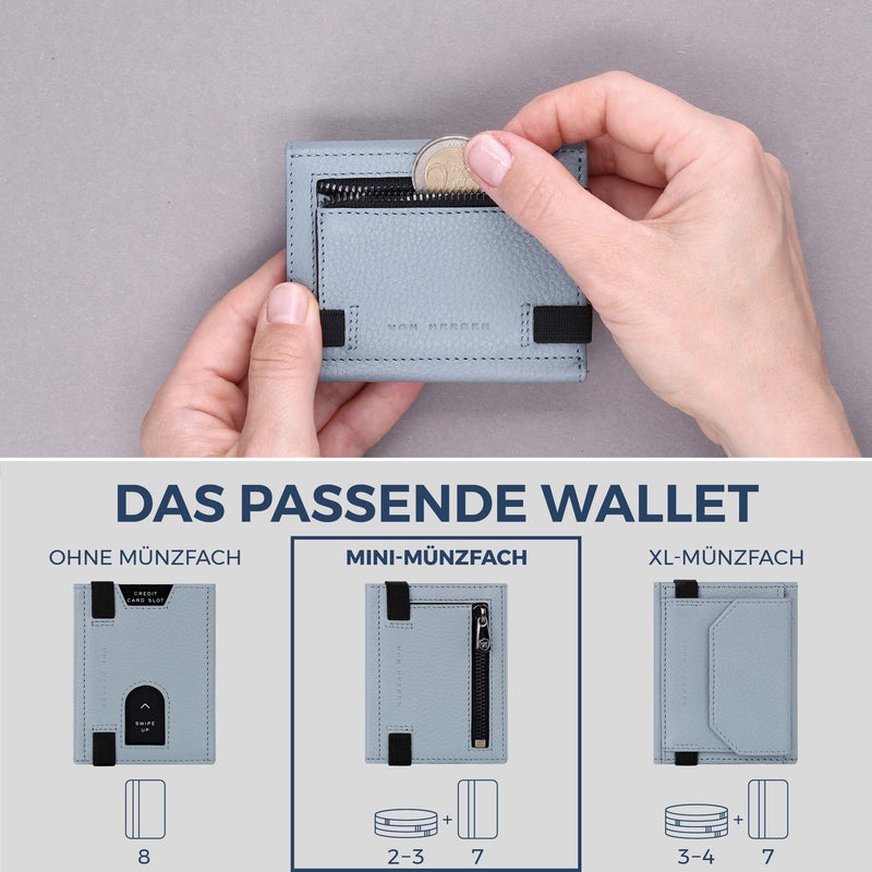 Slim Wallet mit RFID-Schutz, 7 Kartenfächer & Mini-Münzfach (Genarbt)
