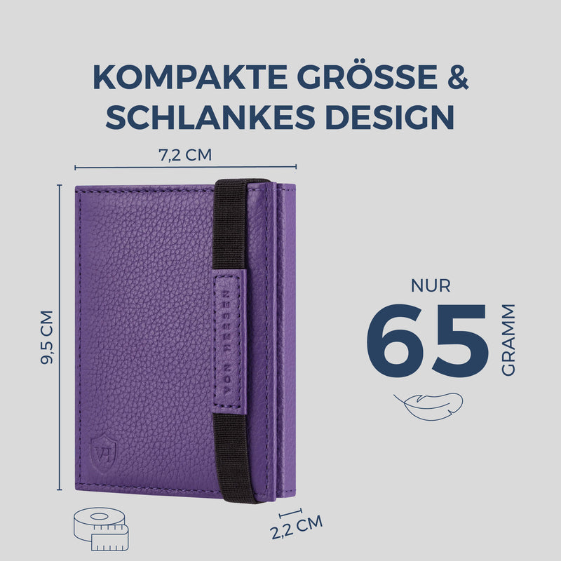 Slim Wallet mit RFID-Schutz, 7 Kartenfächer & Mini-Münzfach (Genarbt)