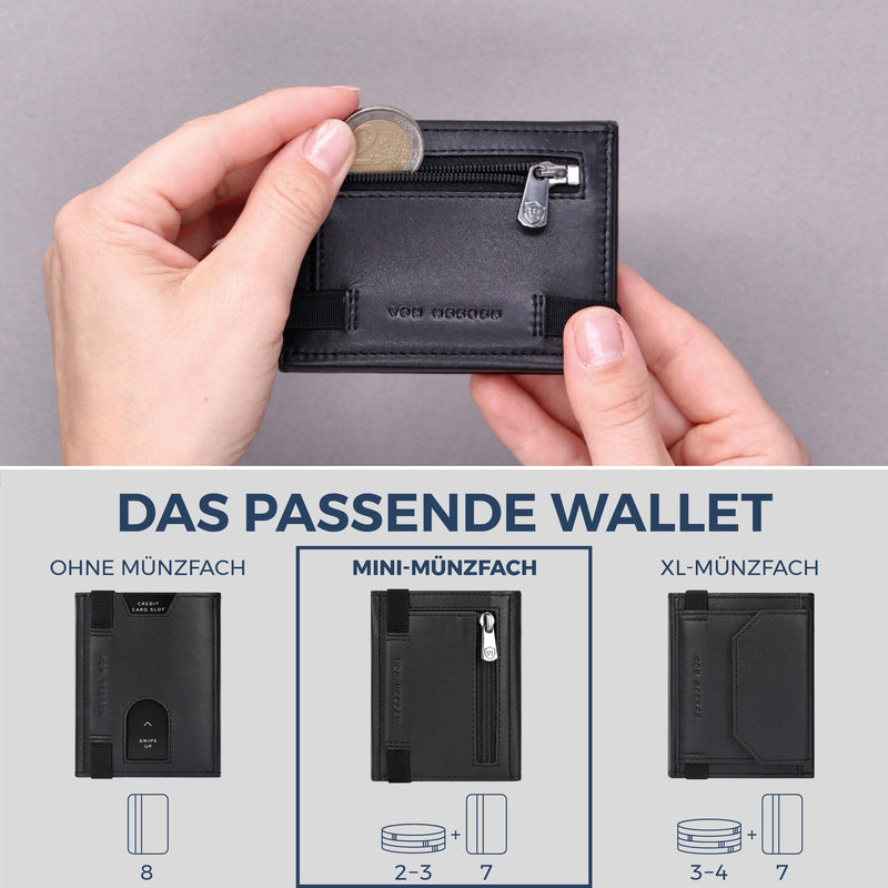 Slim Wallet mit RFID-Schutz, 7 Kartenfächer & Mini-Münzfach (Glatt)