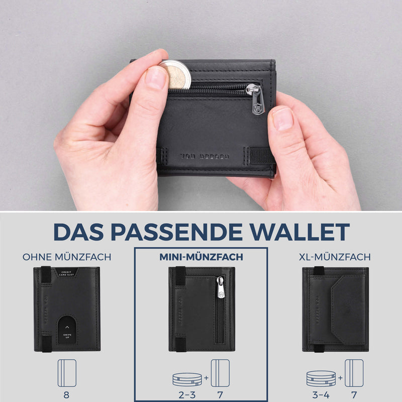 Slim Wallet mit RFID-Schutz, 7 Kartenfächer & Mini-Münzfach (Waxy)