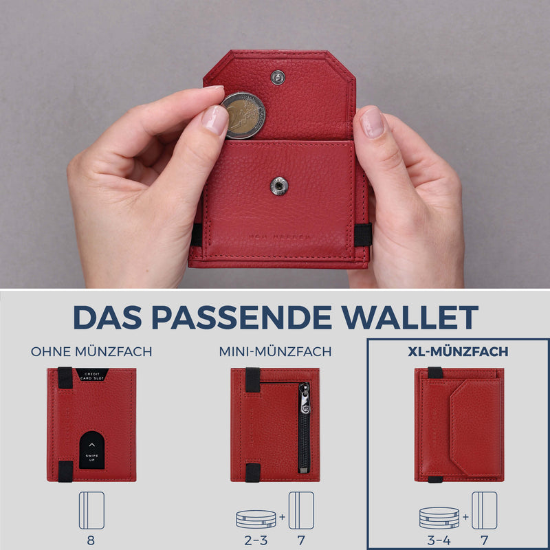 Slim Wallet mit RFID-Schutz, 7 Kartenfächer & XL-Münzfach (Genarbt)