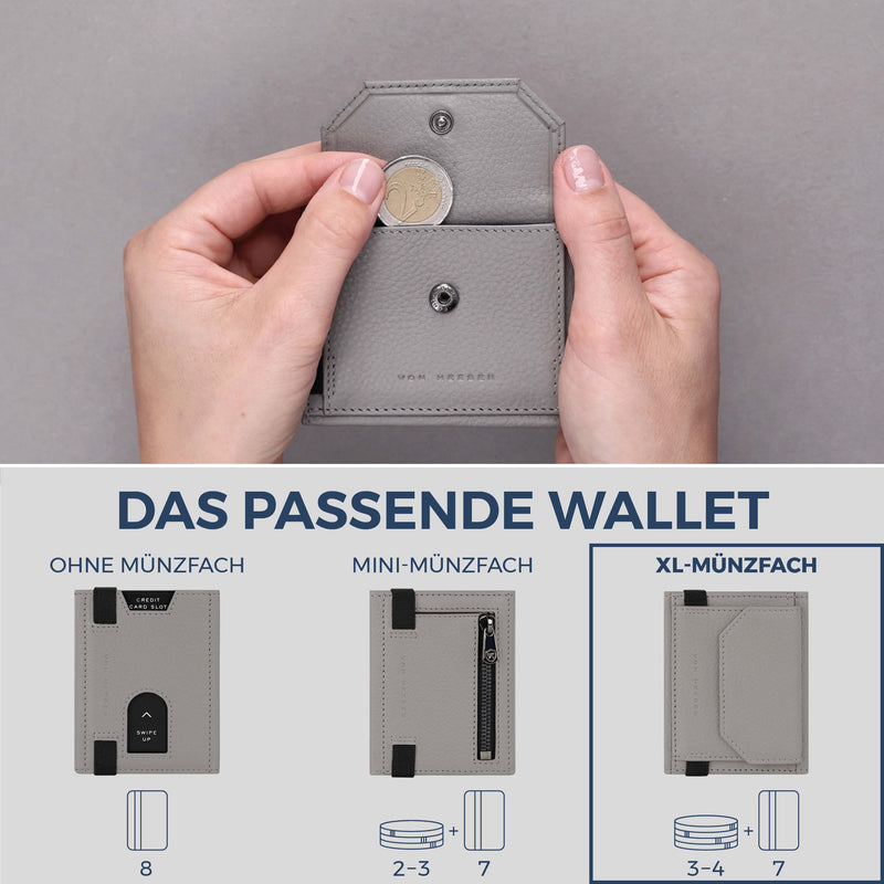 Slim Wallet mit RFID-Schutz, 7 Kartenfächer & XL-Münzfach (Genarbt)