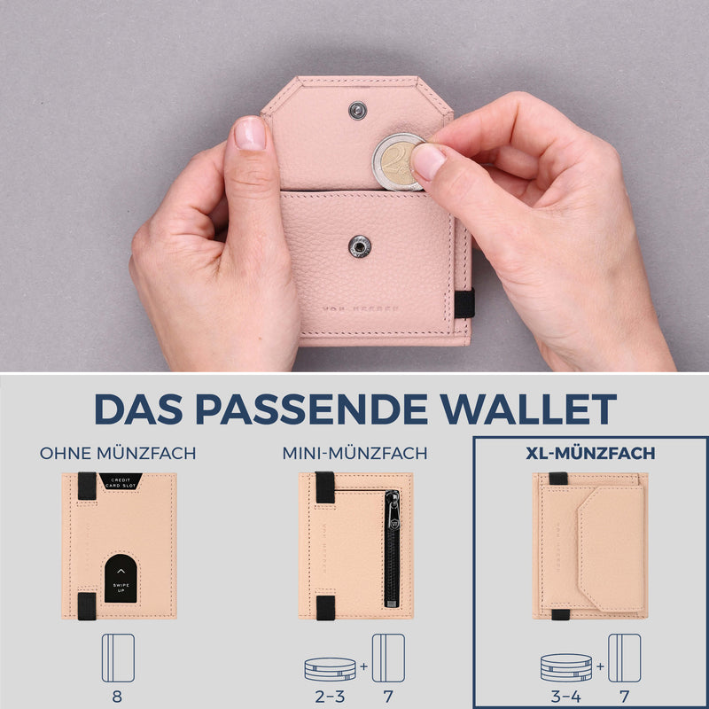 Slim Wallet mit RFID-Schutz, 7 Kartenfächer & XL-Münzfach (Genarbt)