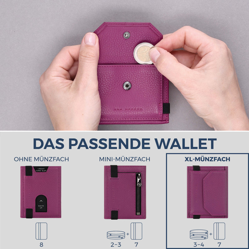 Slim Wallet mit RFID-Schutz, 7 Kartenfächer & XL-Münzfach (Genarbt)