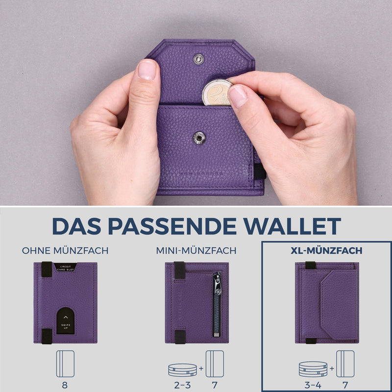 Slim Wallet mit RFID-Schutz, 7 Kartenfächer & XL-Münzfach (Genarbt)
