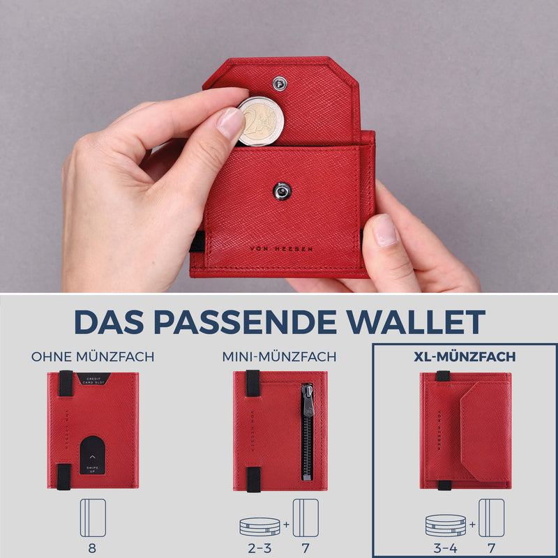 Slim Wallet mit RFID-Schutz, 7 Kartenfächer & XL-Münzfach (Saffiano)