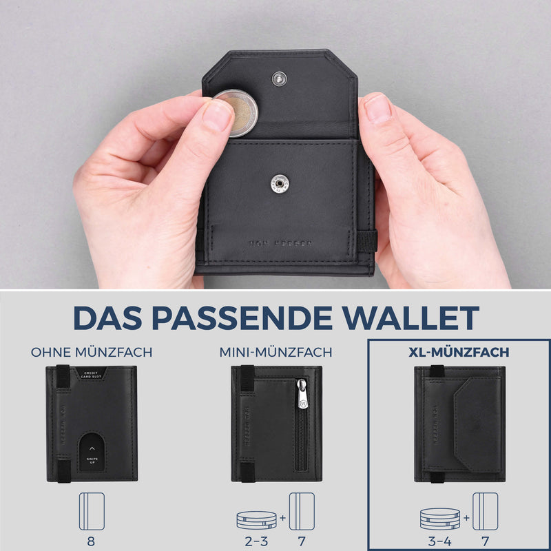 Slim Wallet mit RFID-Schutz, 7 Kartenfächer & XL-Münzfach (Waxy)