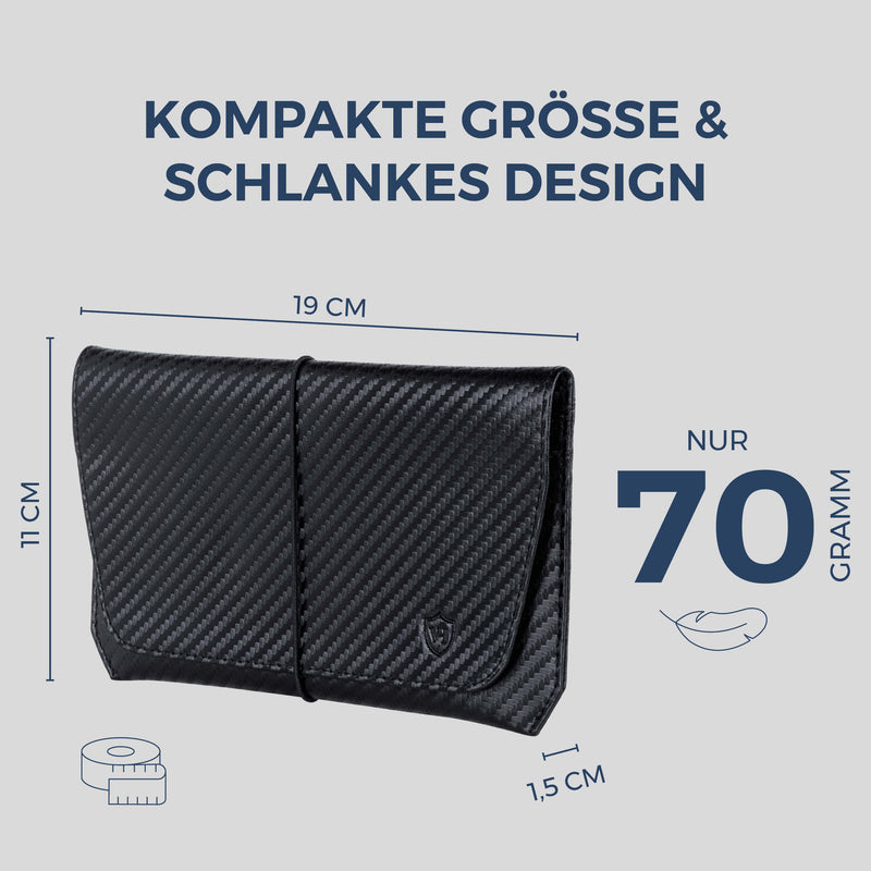 Reisepasshülle mit RFID-Schutz & 4 Kartenfächer (Carbon)