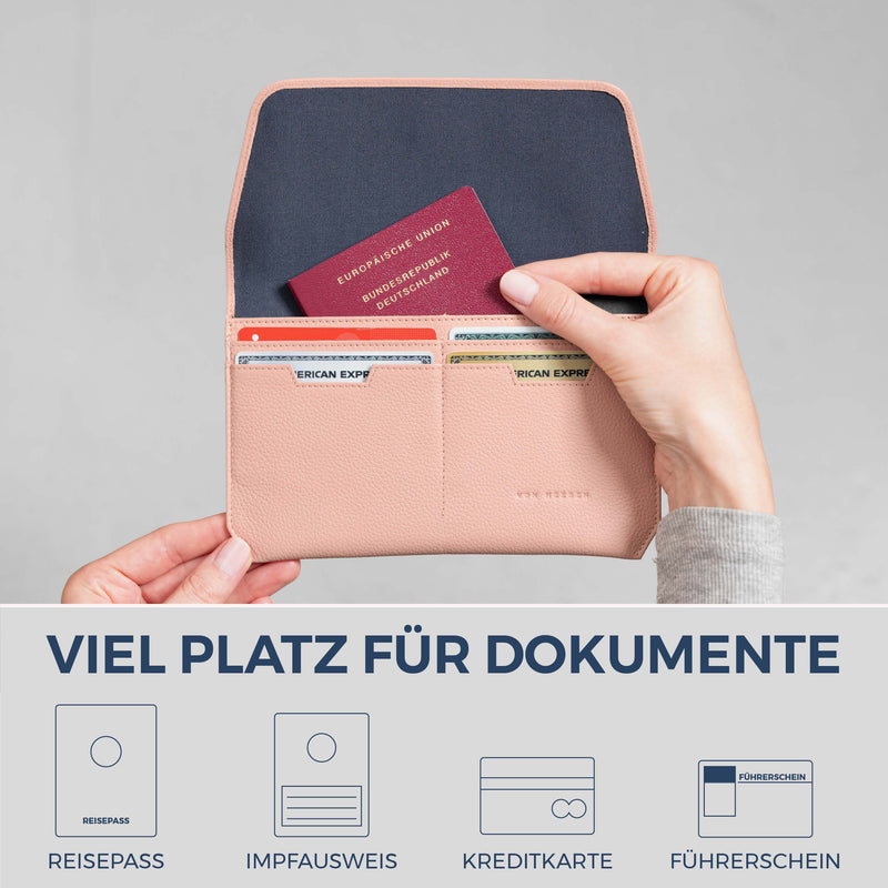 Reisepasshülle mit RFID-Schutz & 4 Kartenfächer (Genarbt)