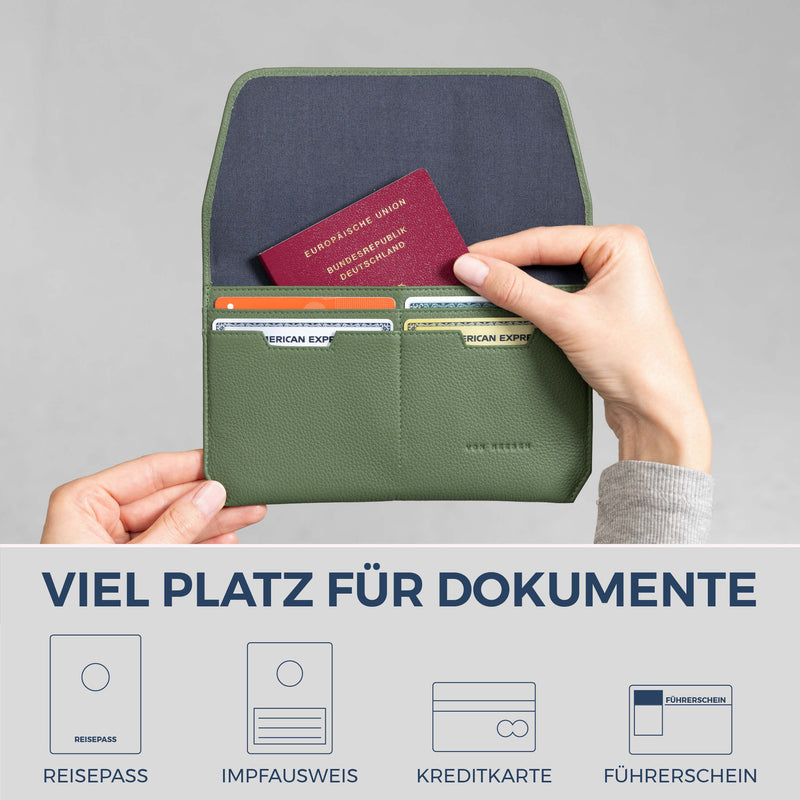 Reisepasshülle mit RFID-Schutz & 4 Kartenfächer (Genarbt)