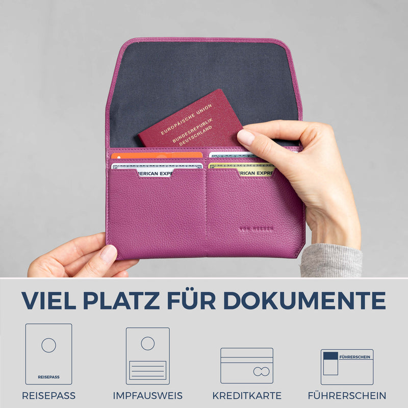 Reisepasshülle mit RFID-Schutz & 4 Kartenfächer (Genarbt)