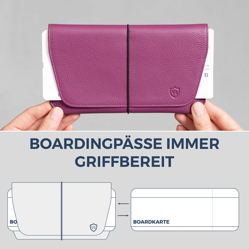 Reisepasshülle mit RFID-Schutz & 4 Kartenfächer (Genarbt)