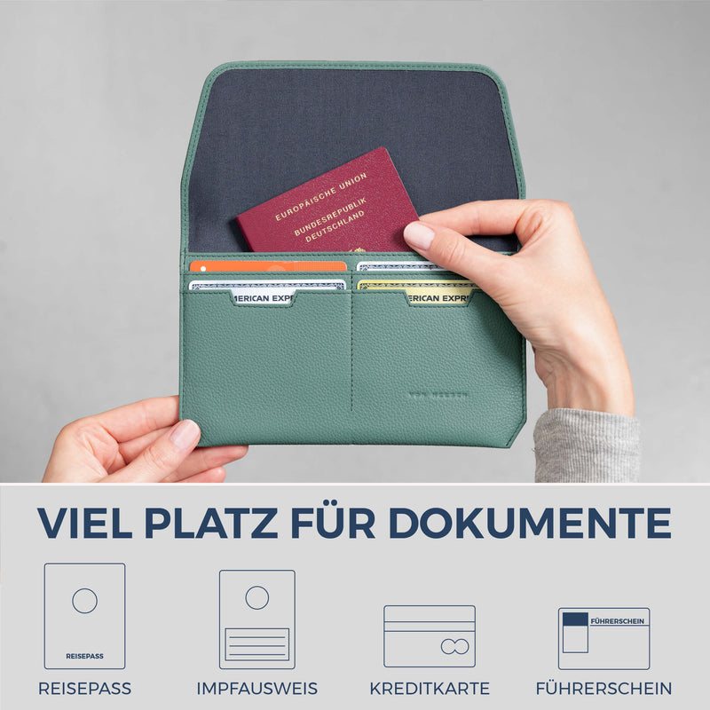 Reisepasshülle mit RFID-Schutz & 4 Kartenfächer (Genarbt)