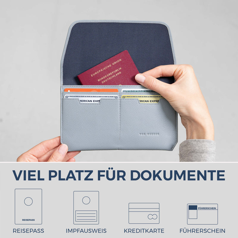Reisepasshülle mit RFID-Schutz & 4 Kartenfächer (Genarbt)