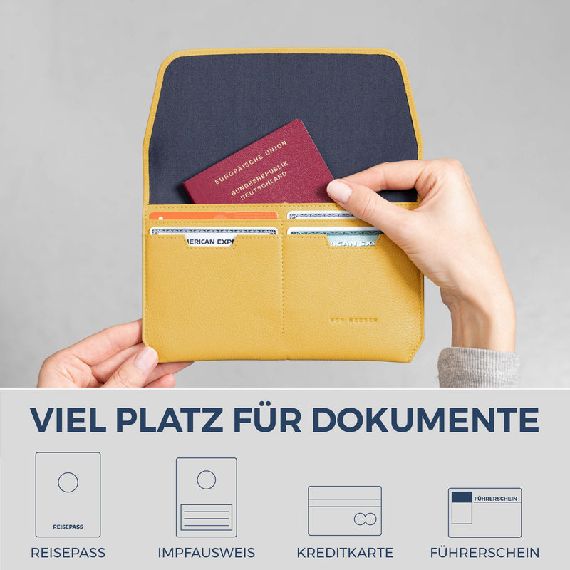 Reisepasshülle mit RFID-Schutz & 4 Kartenfächer (Genarbt)