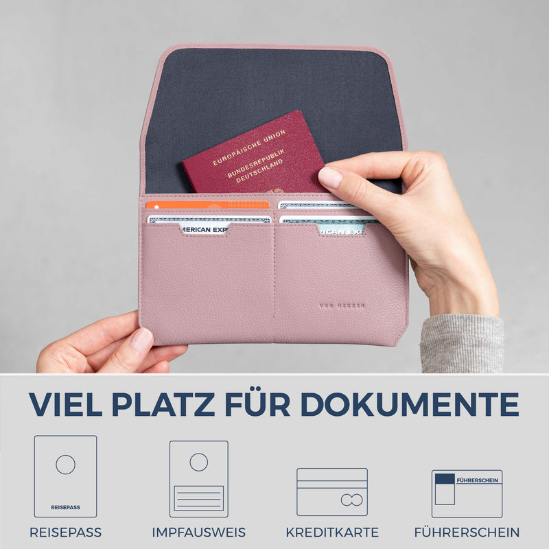 Reisepasshülle mit RFID-Schutz & 4 Kartenfächer (Genarbt)