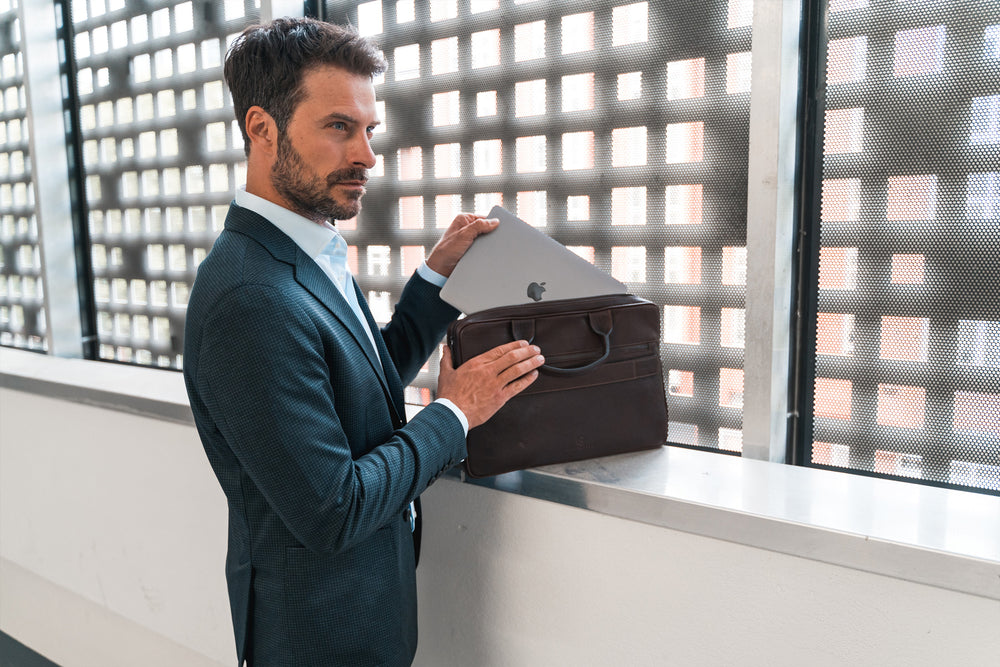 VON HEESEN Aktentasche mit Laptopfach für Laptops bis 15,6 Zoll