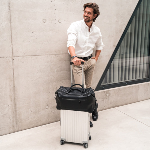 VON HEESEN Weekender mit Trolley-Halterung - vegane Lederalternative - robust und wasserabweisend - auch als Handgepäck verwendbar