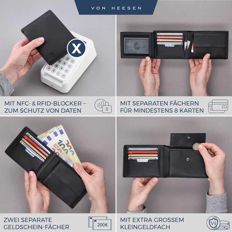 Geldbörse mit RFID-Schutz und 13 Kartenfächer