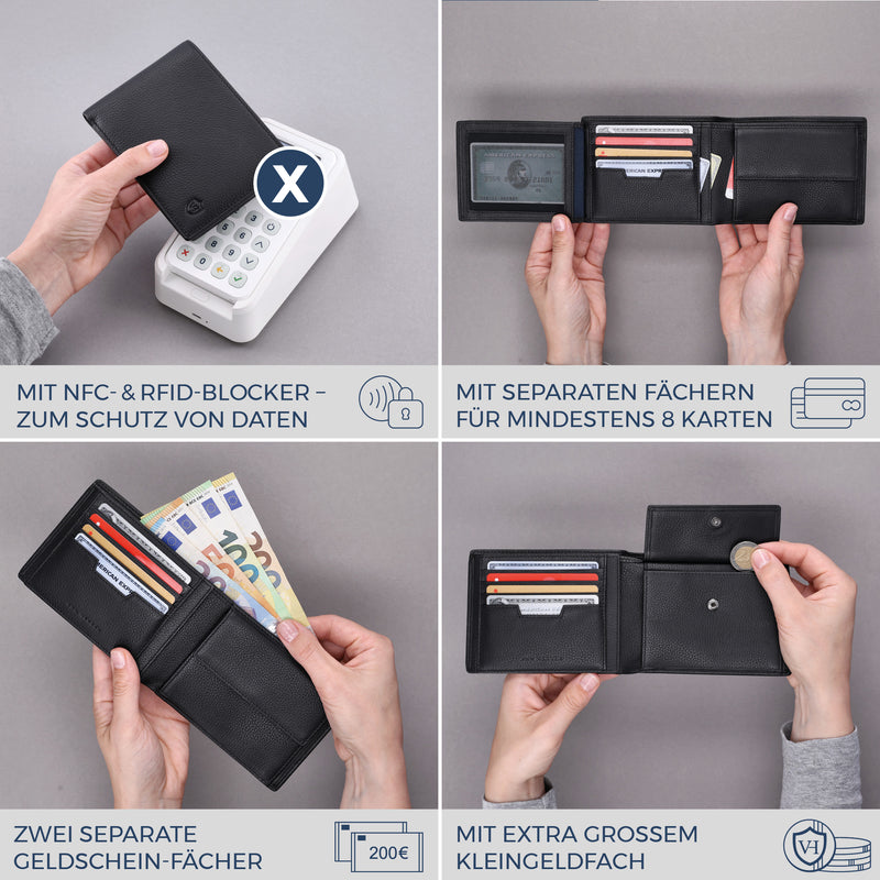 Geldbörse mit RFID-Schutz und 13 Kartenfächer