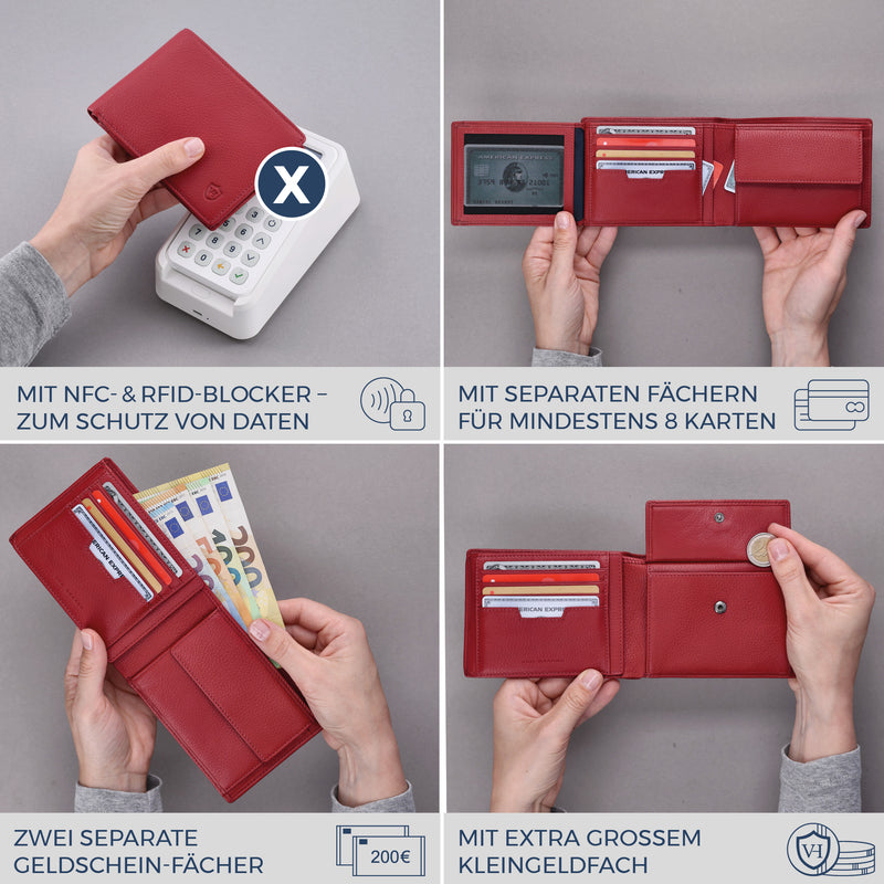 Geldbörse mit RFID-Schutz und 13 Kartenfächer