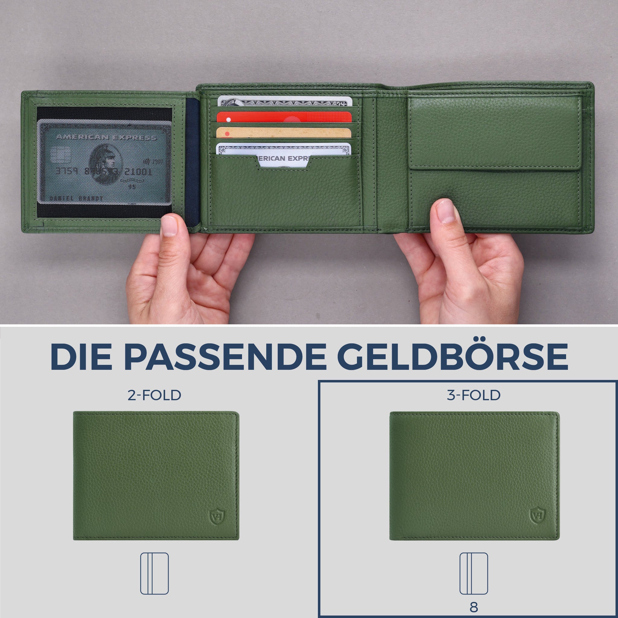 Geldbörse mit RFID-Schutz & 13 Kartenfächer (Genarbt)