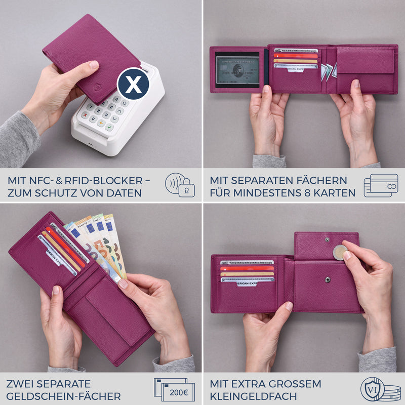 Geldbörse mit RFID-Schutz und 13 Kartenfächer