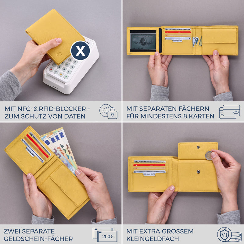 Geldbörse mit RFID-Schutz und 13 Kartenfächer