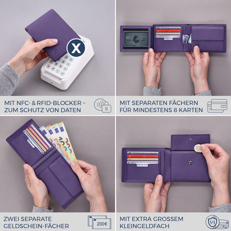 Geldbörse mit RFID-Schutz und 13 Kartenfächer