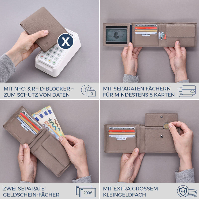 Geldbörse mit RFID-Schutz und 13 Kartenfächer