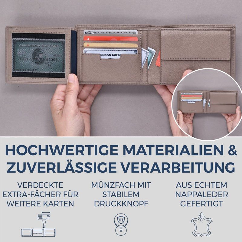Geldbörse mit RFID-Schutz und 13 Kartenfächer
