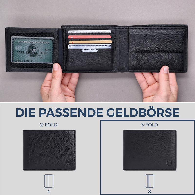 Geldbörse mit RFID-Schutz und 13 Kartenfächer