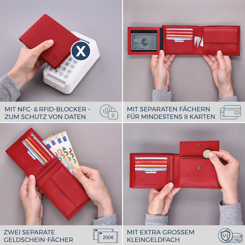 Geldbörse mit RFID-Schutz und 13 Kartenfächer