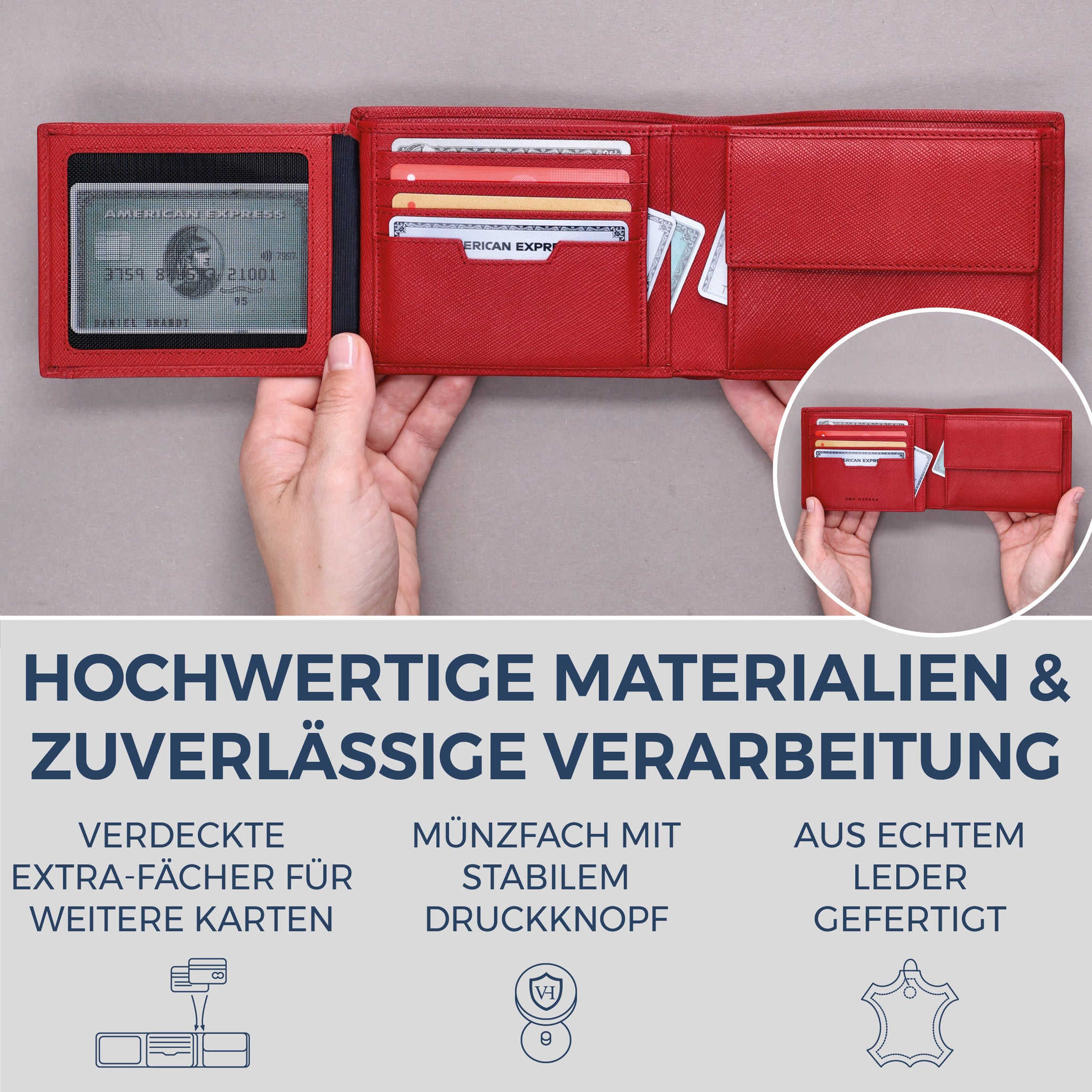 Geldbörse mit RFID-Schutz & 13 Kartenfächer (Saffiano)