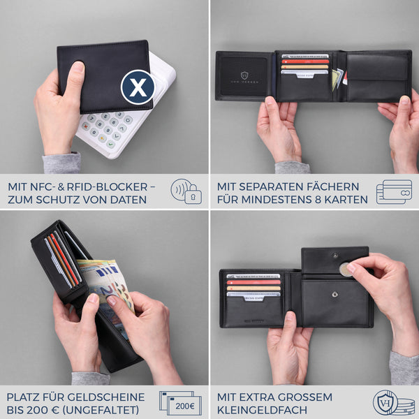 Geldbörse mit RFID-Schutz und 13 Kartenfächer