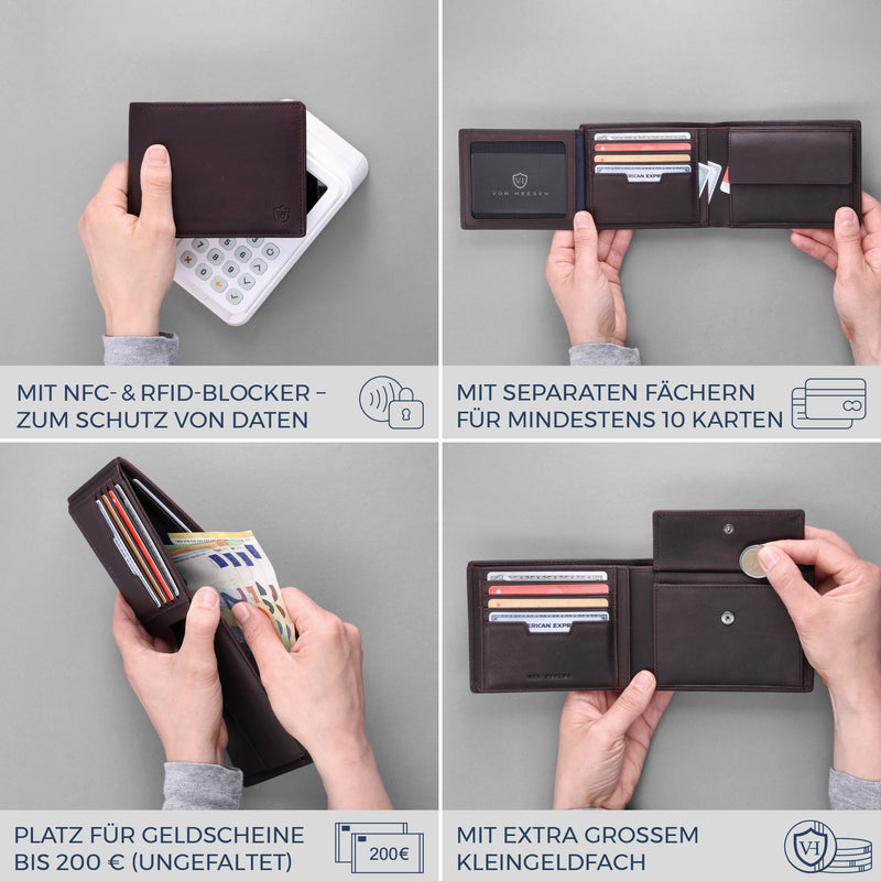 Geldbörse mit RFID-Schutz und 13 Kartenfächer