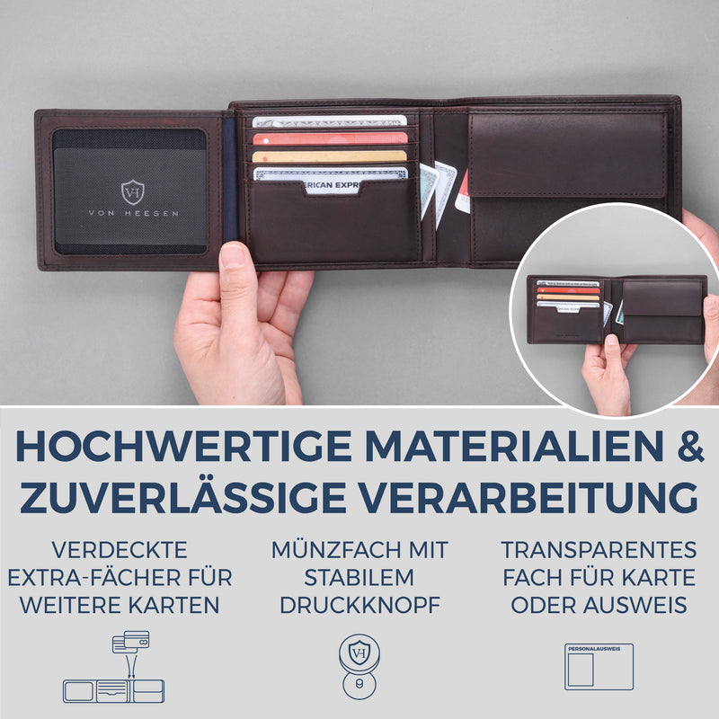 Geldbörse mit RFID-Schutz und 13 Kartenfächer