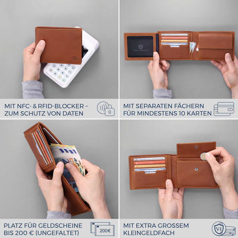 Geldbörse mit RFID-Schutz und 13 Kartenfächer