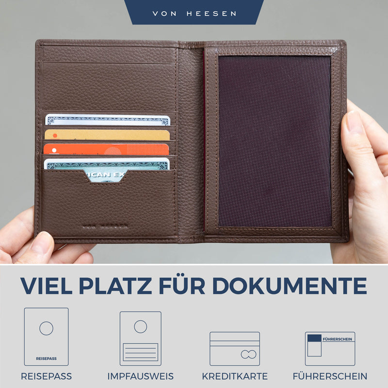 Reisepasshülle mit RFID-Schutz und 6 Kartenfächer