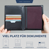 Reisepasshülle mit RFID-Schutz & 4 Kartenfächer (Carbon)