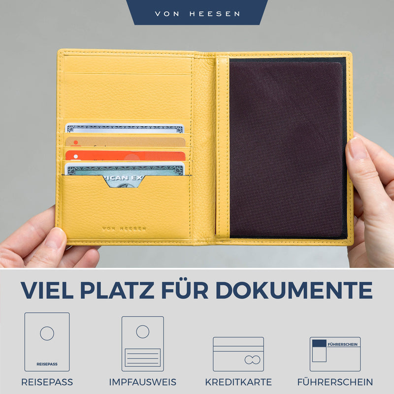 Reisepasshülle mit RFID-Schutz und 6 Kartenfächer
