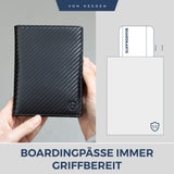 Reisepasshülle mit RFID-Schutz & 4 Kartenfächer (Carbon)