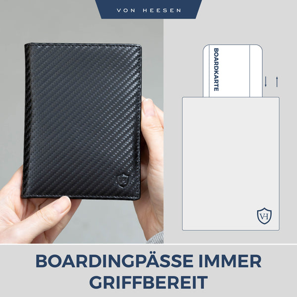 Reisepasshülle mit RFID-Schutz und 6 Kartenfächer