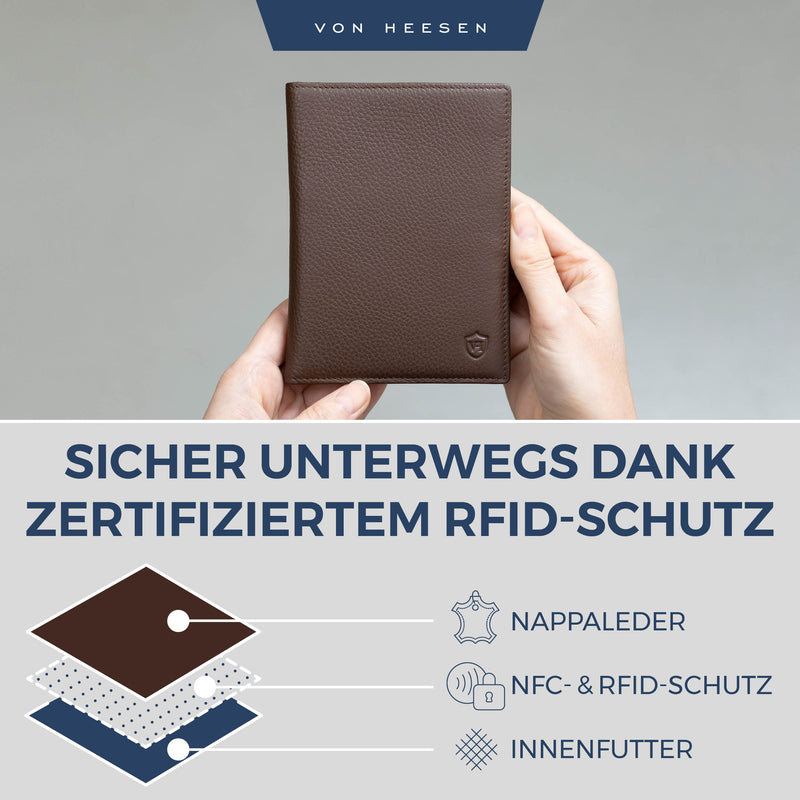 Reisepasshülle mit RFID-Schutz und 6 Kartenfächer