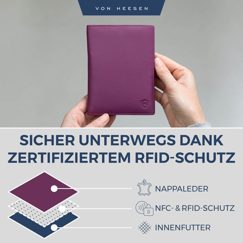 Reisepasshülle mit RFID-Schutz und 6 Kartenfächer