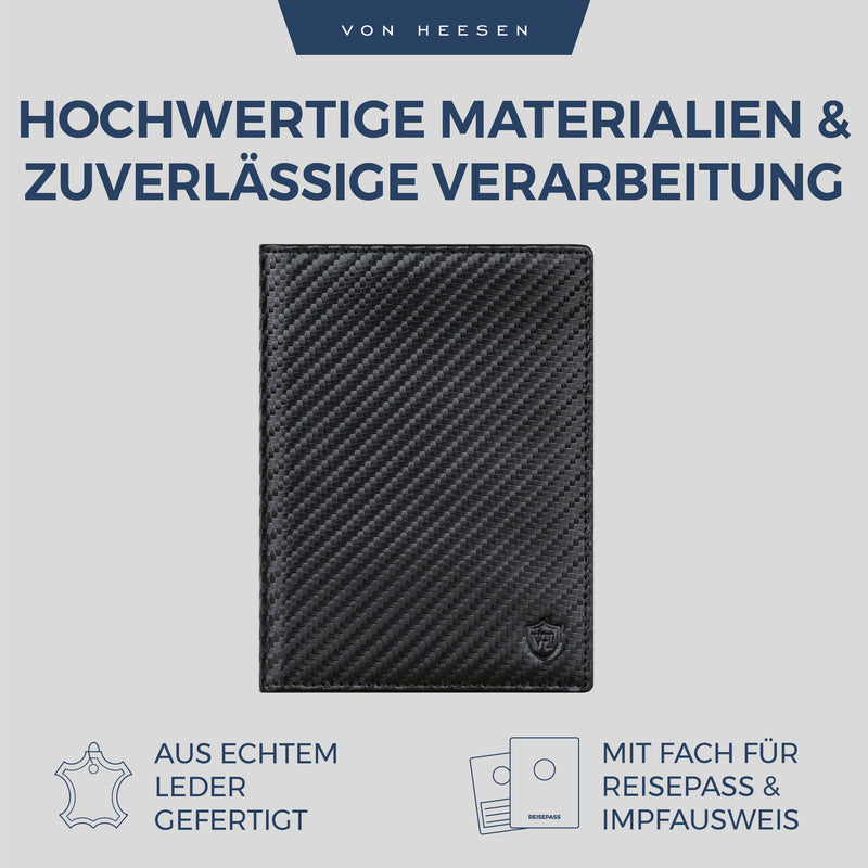 Reisepasshülle mit RFID-Schutz & 4 Kartenfächer (Carbon)
