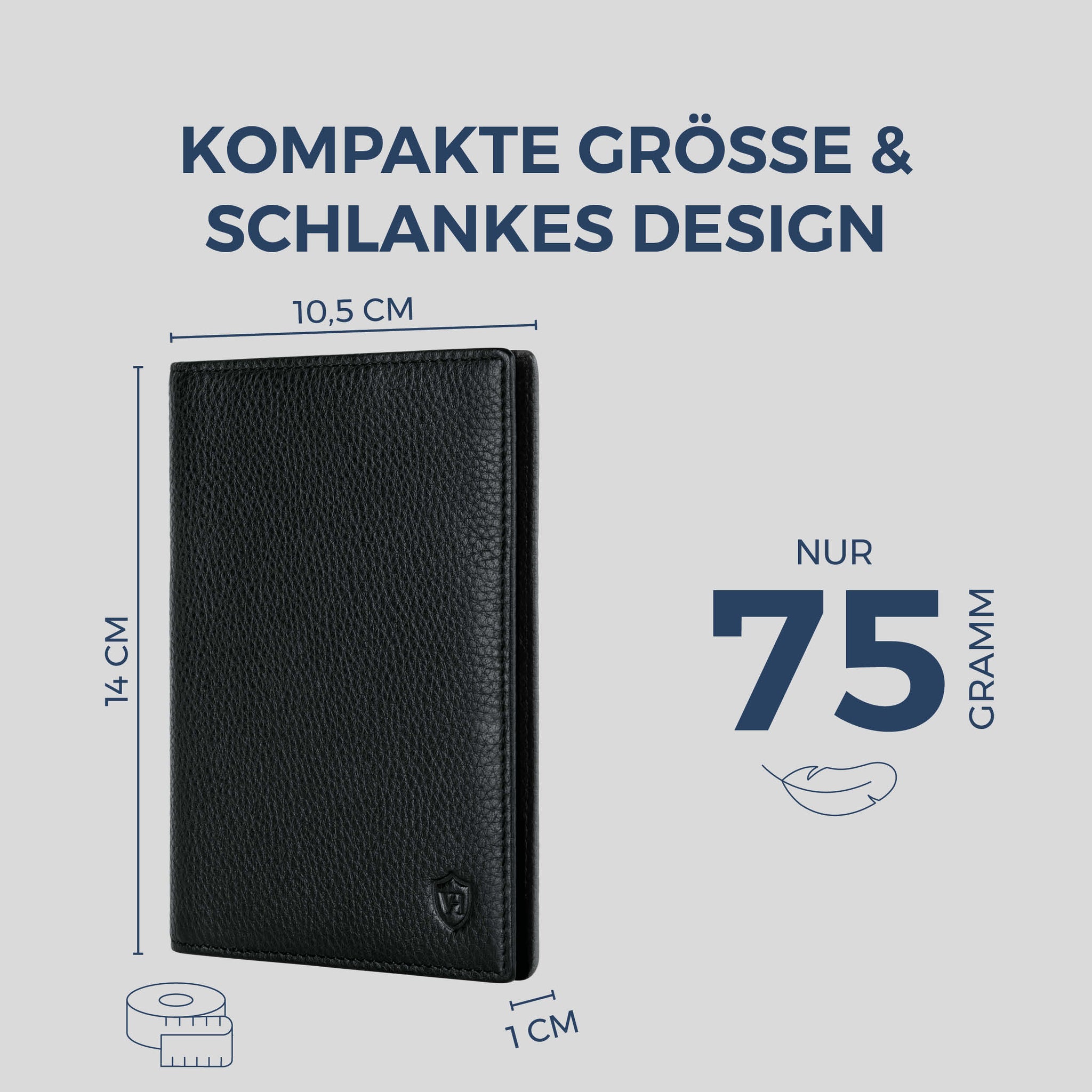 Reisepasshülle mit RFID-Schutz & 4 Kartenfächer (Genarbt)
